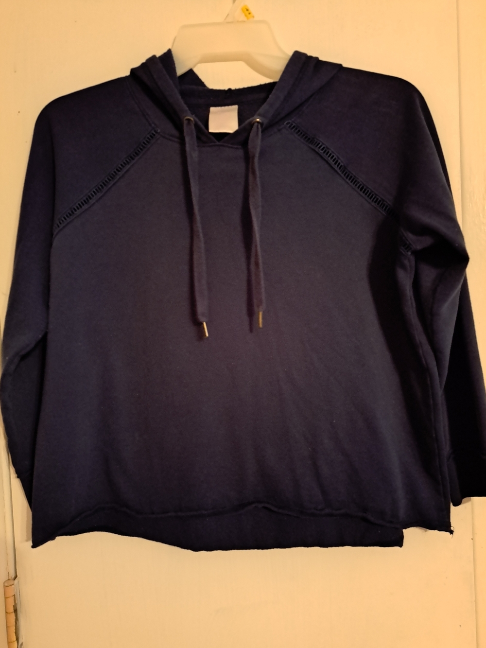 Secret Treasures Navy Blue Hooded Sweatshirt,with drawstring,raw edge bottom